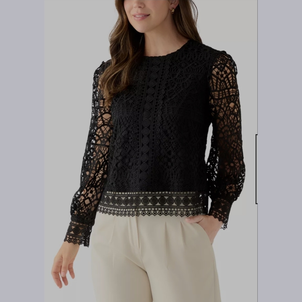 Ultra Pink Long Sleeve Lace Blouse